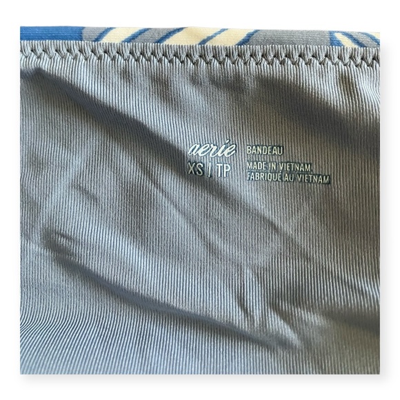 Aerie Womens blue feather patterned bandeau bikini top - Picture 5 of 6